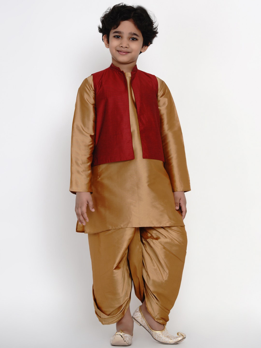 

Bittu By Bhama Boys Gold Kurta with Dhoti Pants