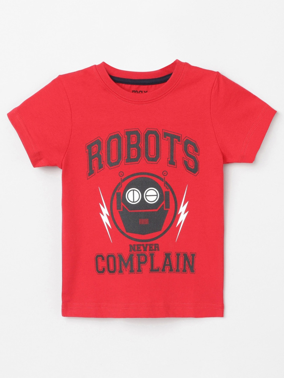 

max Boys Red Typography Printed T-shirt