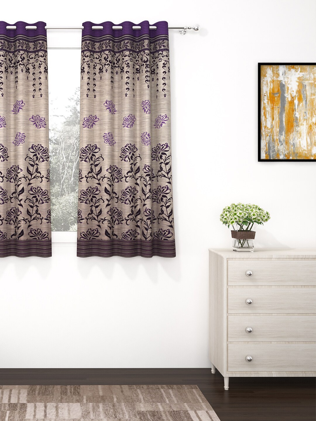 

Story@home Grey Single Jacquard Textured Window Curtain