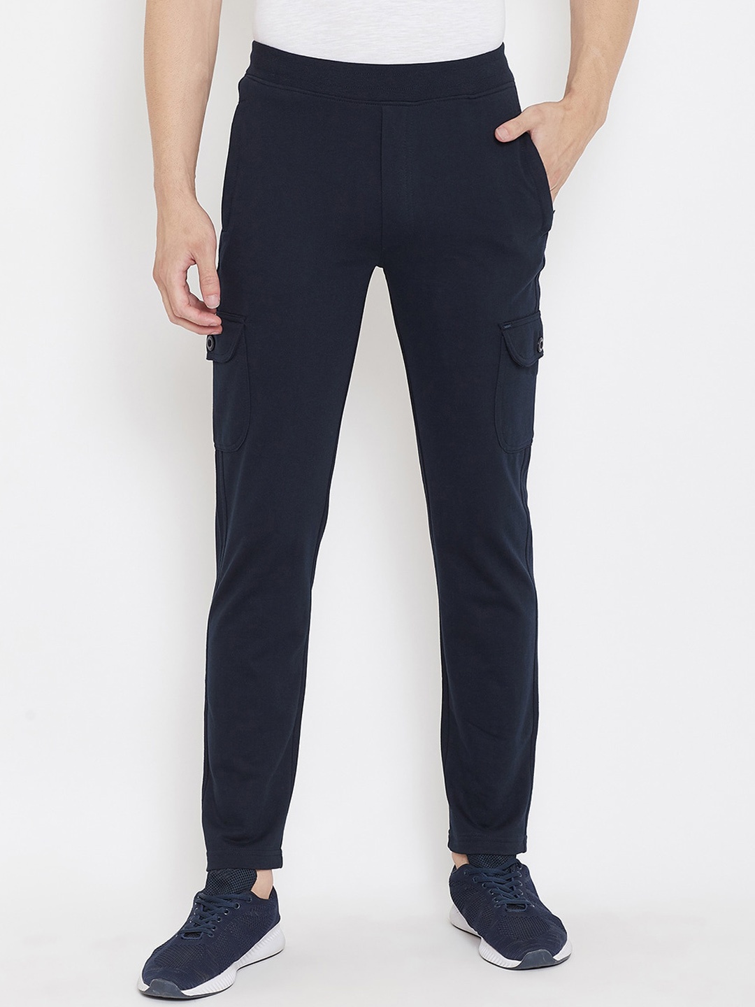 

Okane Men Navy Blue Solid Track Pants