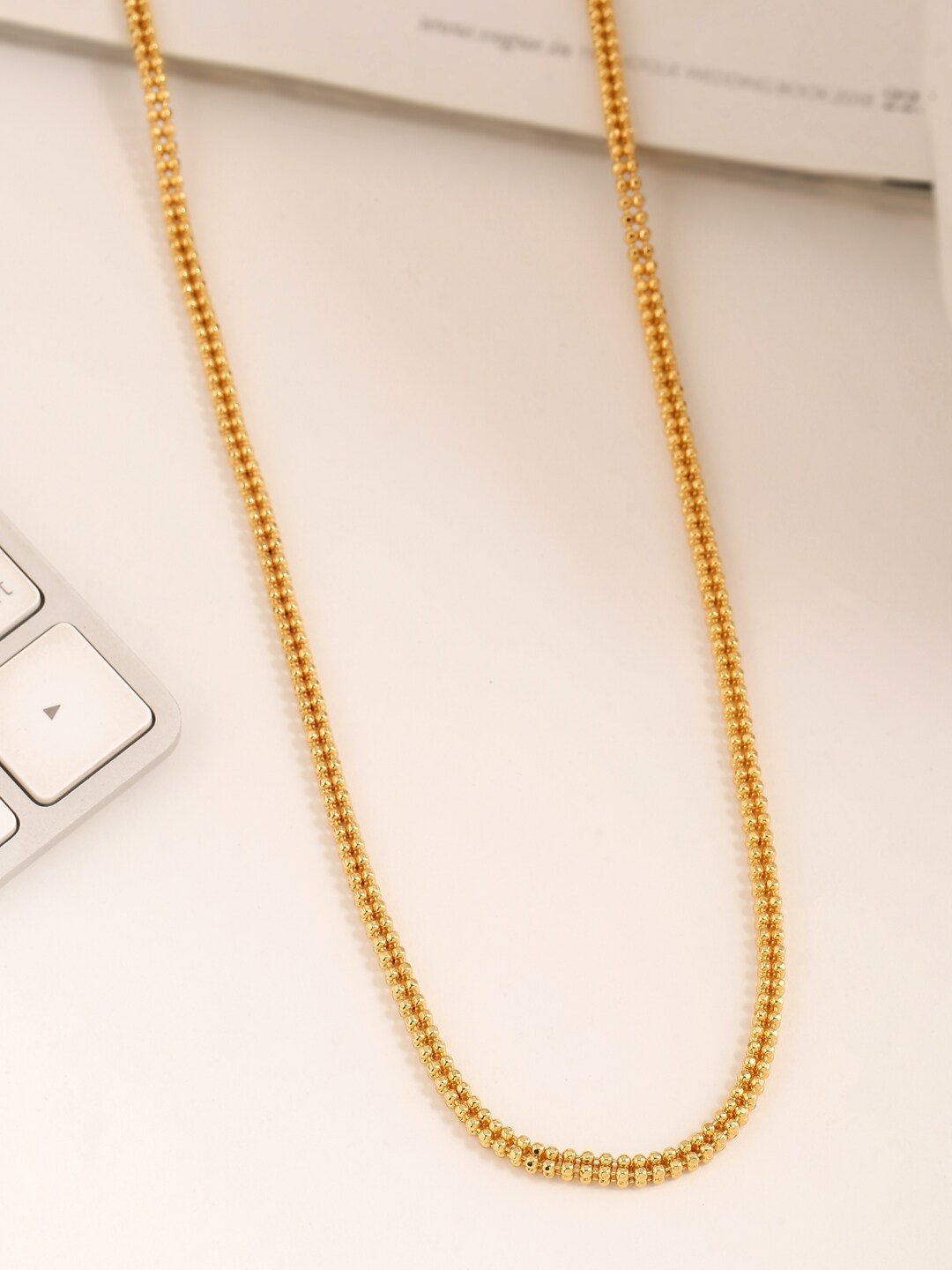Tistabene Men Gold-Toned Alloy Classic Modern Ball Chain