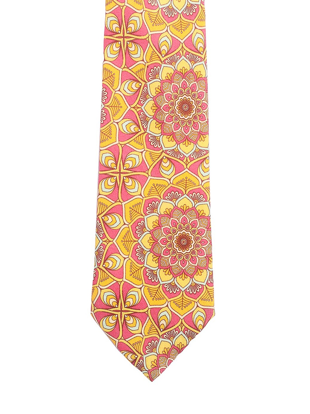 

CHOKORE Men Pink & Yellow Printed Broad Tie