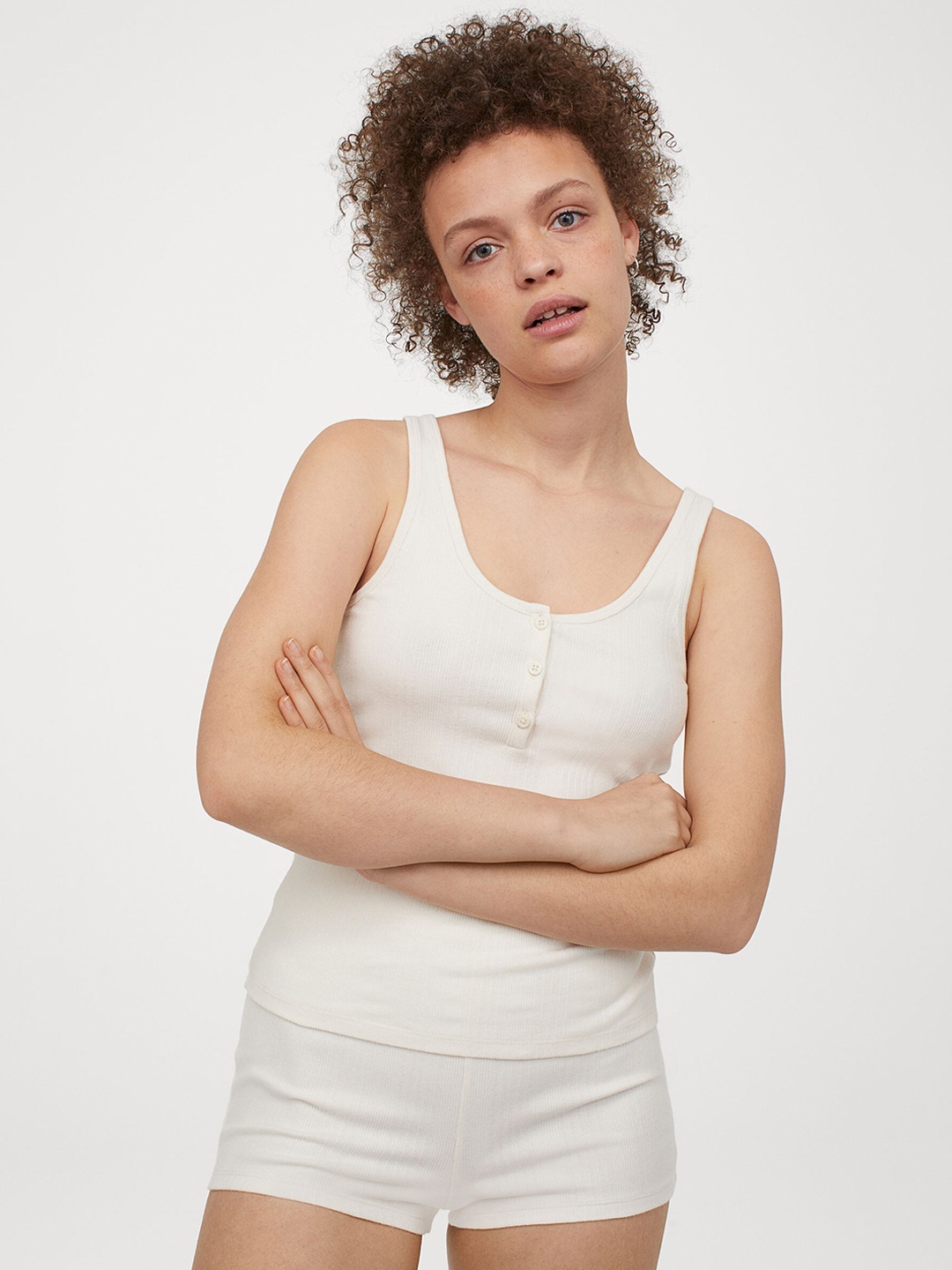 

H&M Womens White Cotton pyjamas