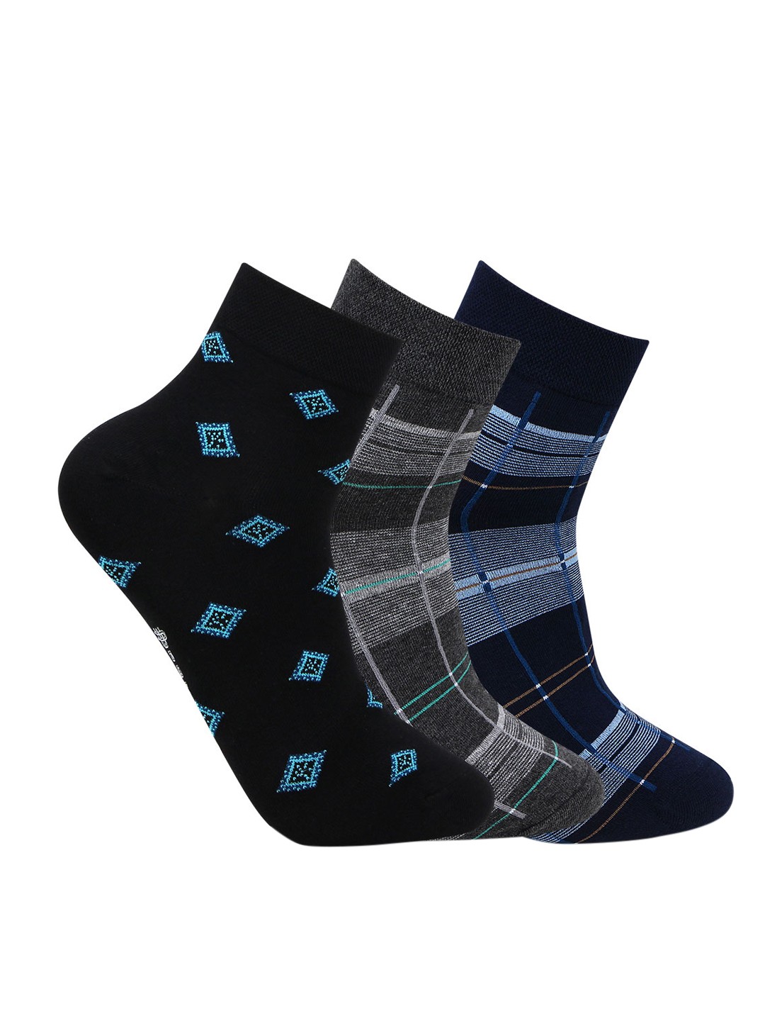 

Bonjour Men Pack Of 3 Assorted Ankle-Length Socks