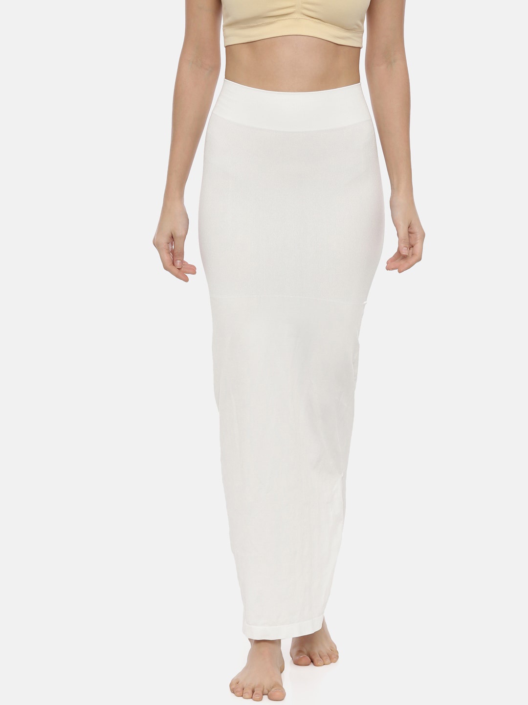 

GOLDSTROMS Women White Solid Saree Shapewear