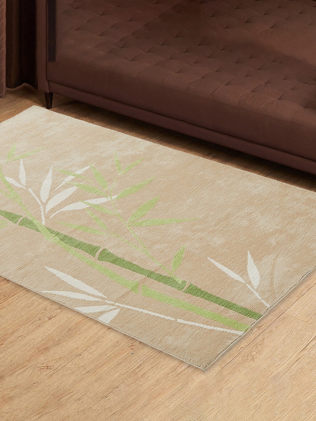 

Home Centre Green & Beige Patterned Textured Anti-Skid Carpet