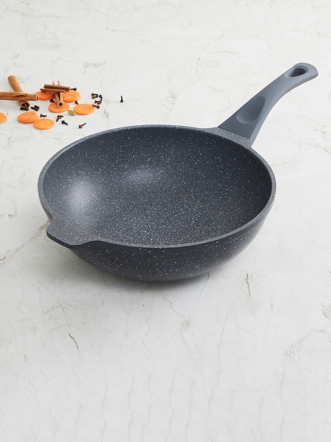 

Home Centre Black Textured Wok With Bakelite Soft Touch Handle