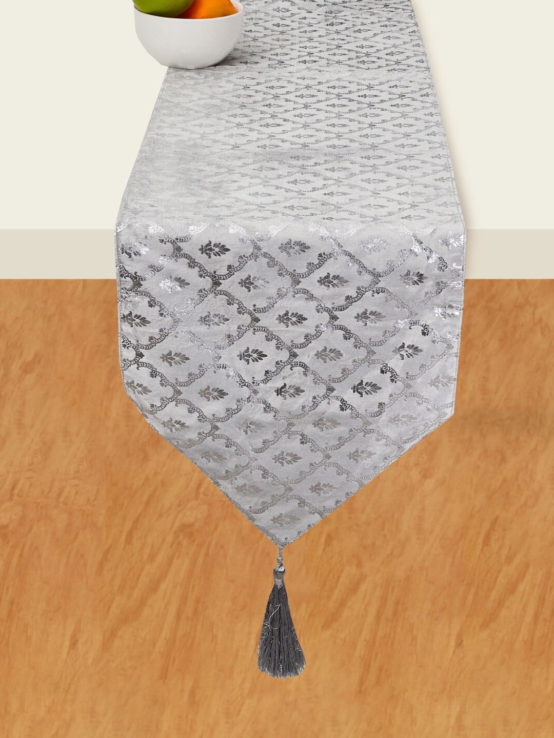 

Home Centre Silver-Toned Marshmallow Foil Printed Rectangular Table Runner