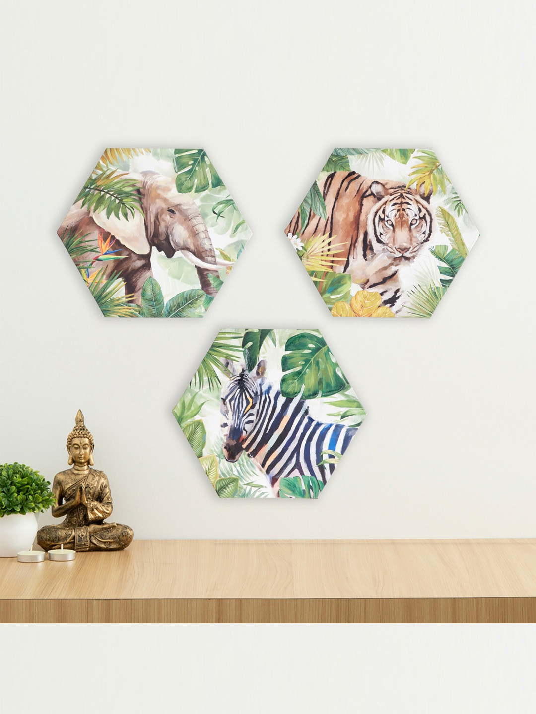 

Home Centre Green & White Set of 3 Brezza Hexagon Picture Frame