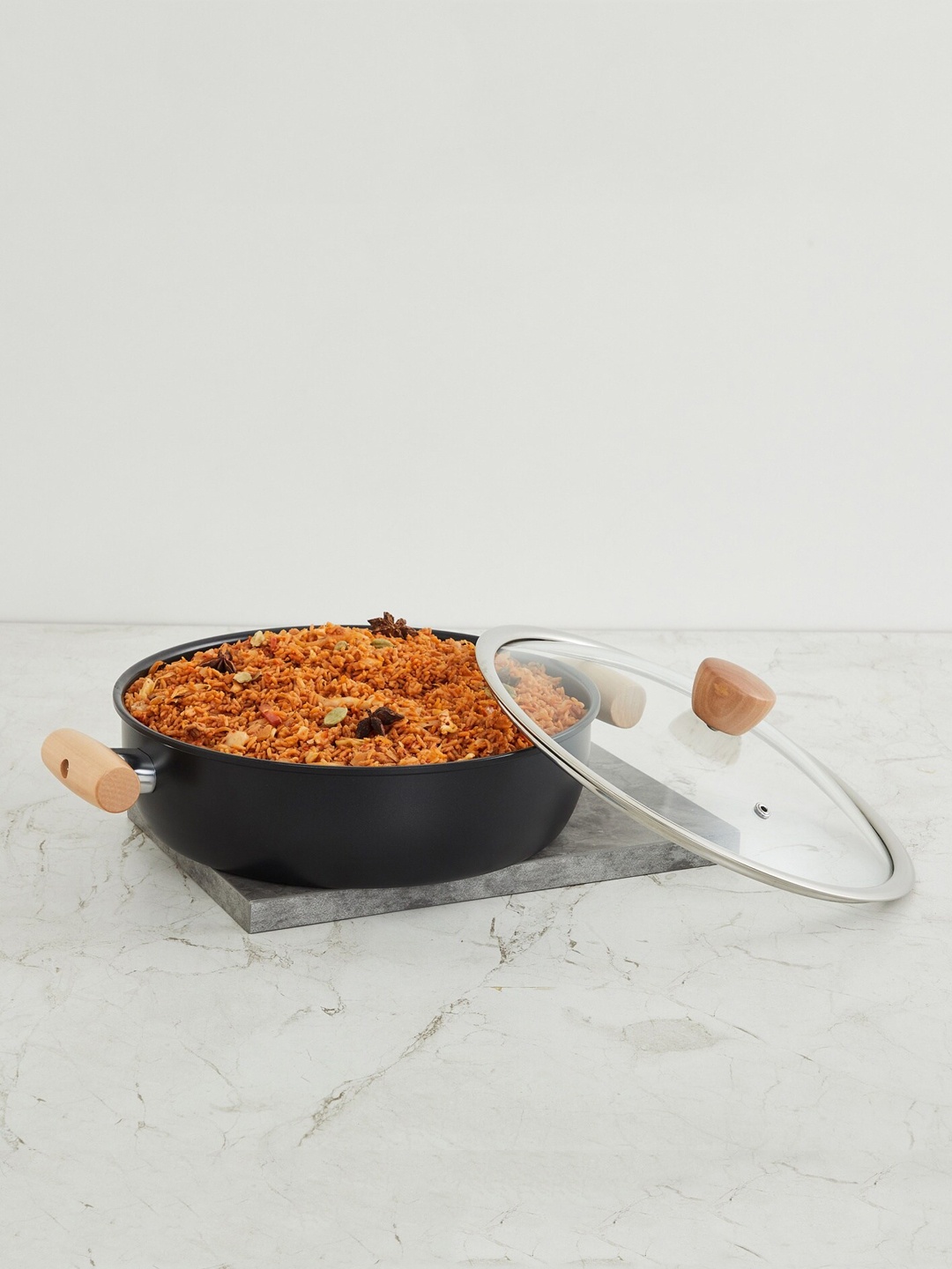 

Home Centre Black Solid Covered Braiser With Lid