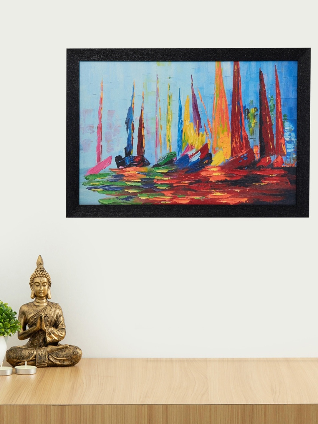 

Home Centre Blue & Red Corsica Boats in Harbour Picture Wall Art