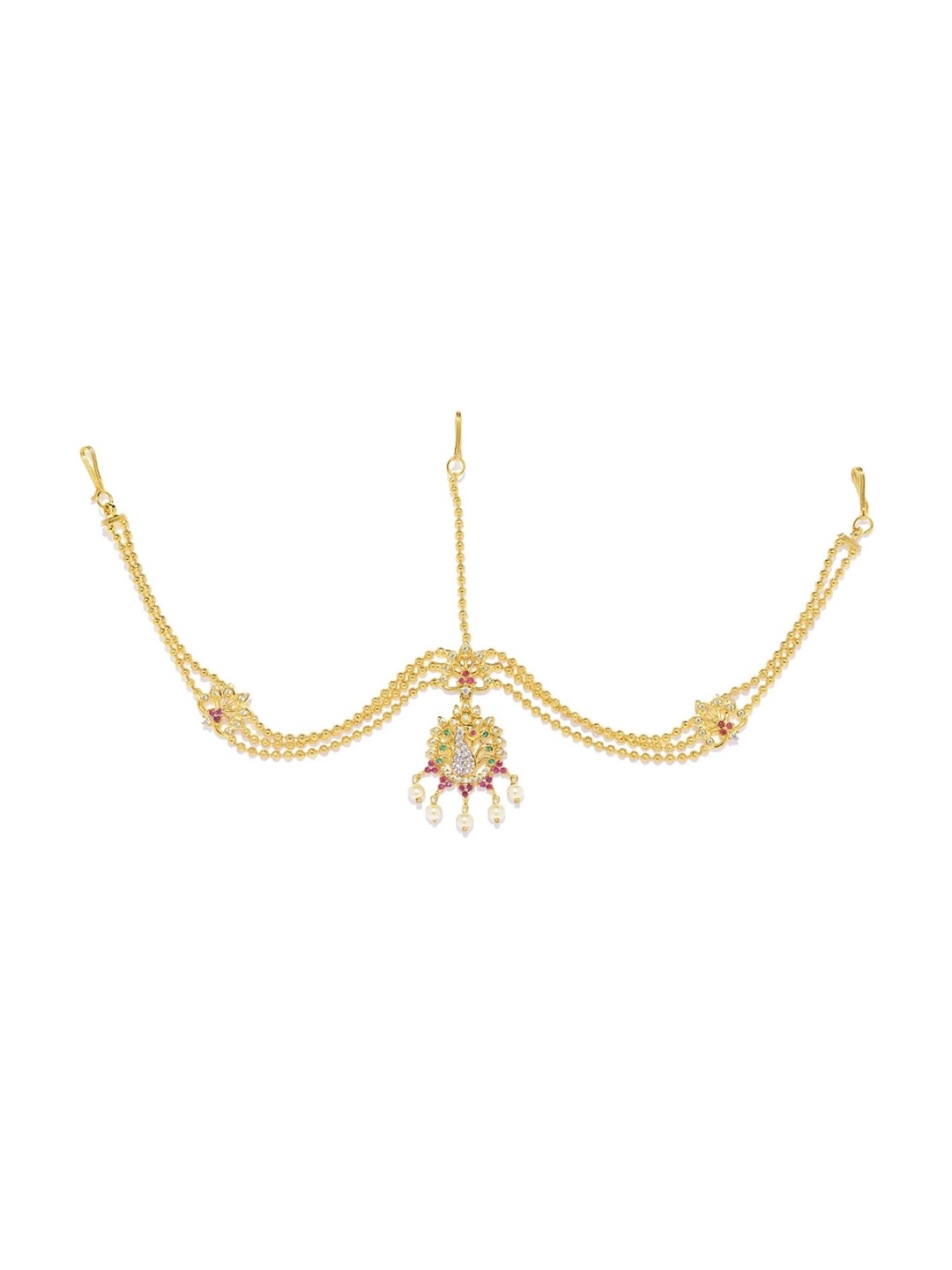 

AccessHer Women Gold-Toned Stone-Studded Mathapatti