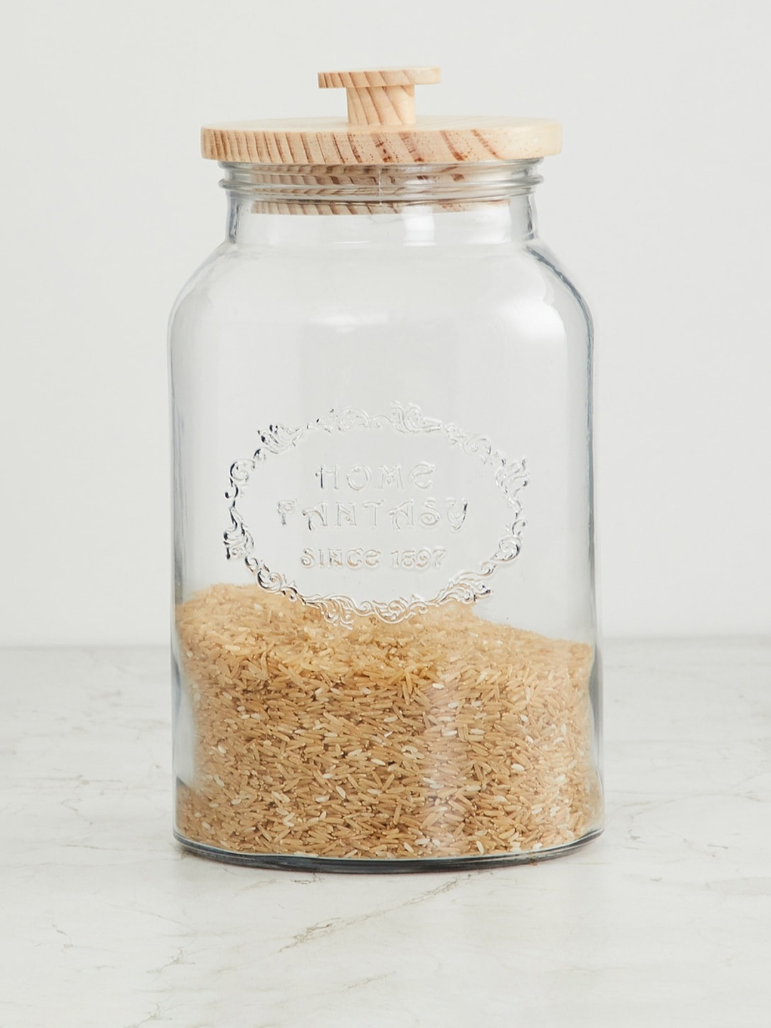 

Home Centre Transparent Solid Glass Storage Jar With Lid 3800 ml