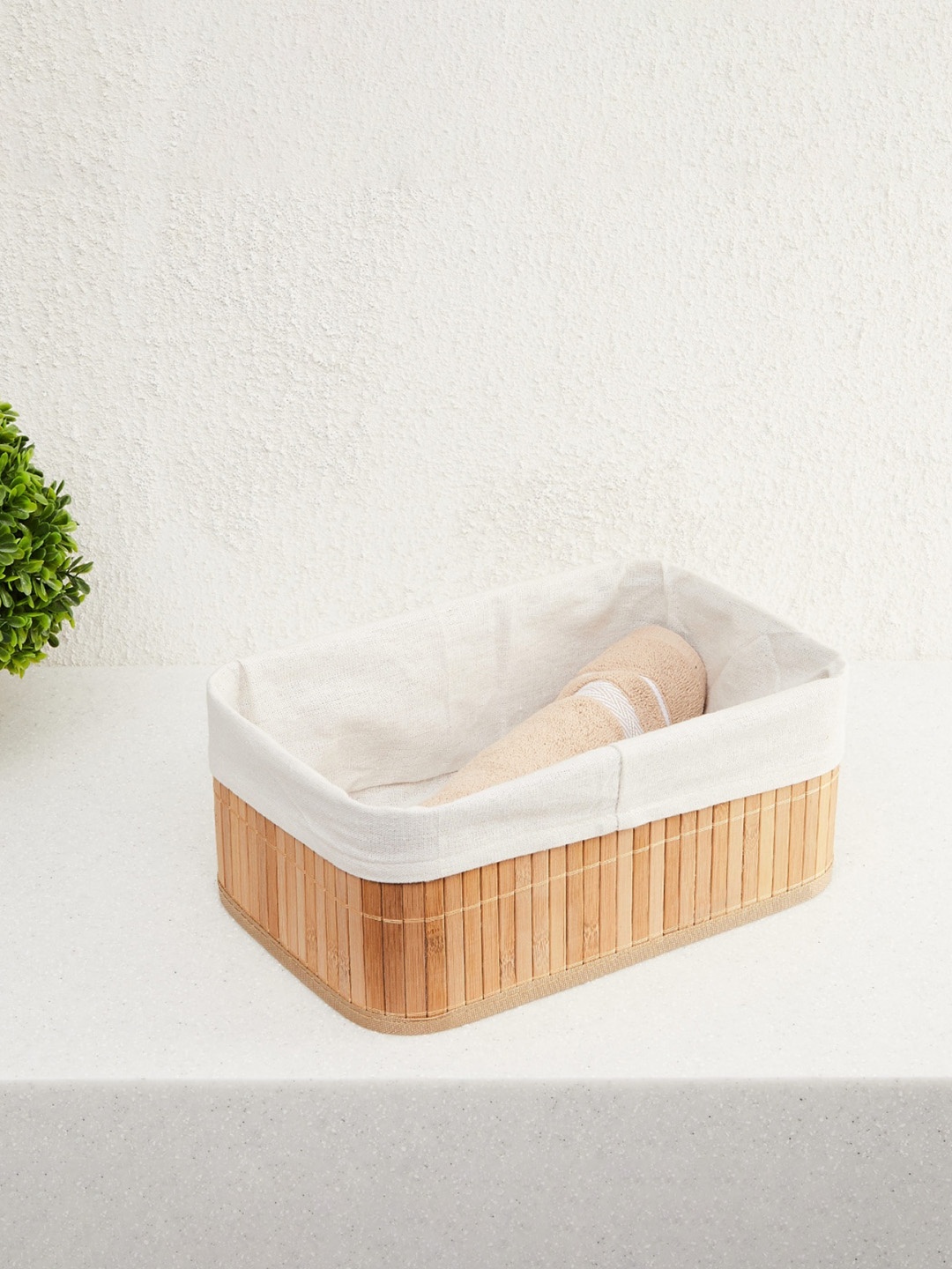 

Home Centre Beige Hudson-Macy Rectangular Foldable Bamboo Laundry Basket
