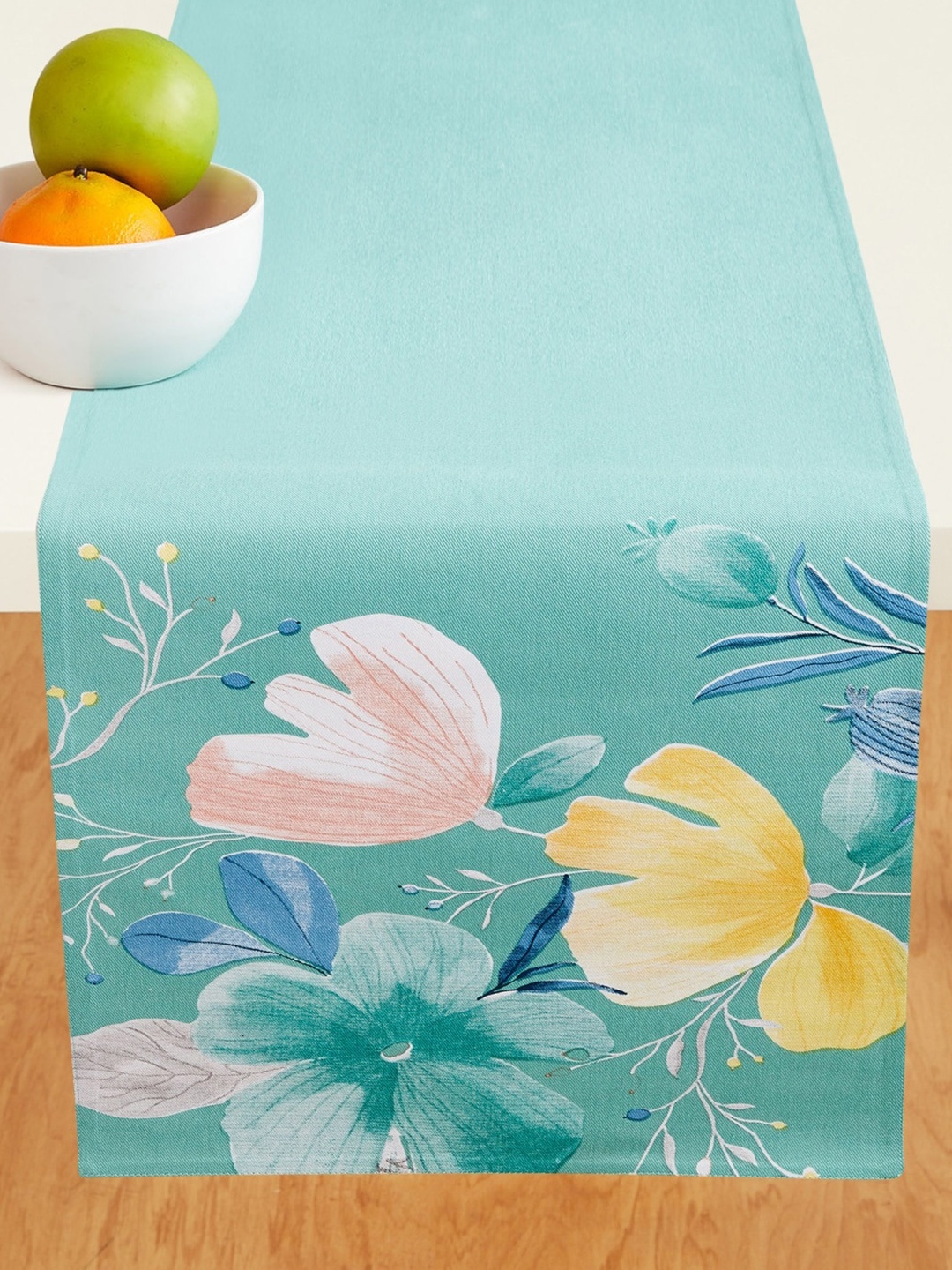 

Home Centre Teal-Blue Geometric Blossom Printed Reversible Table Runner