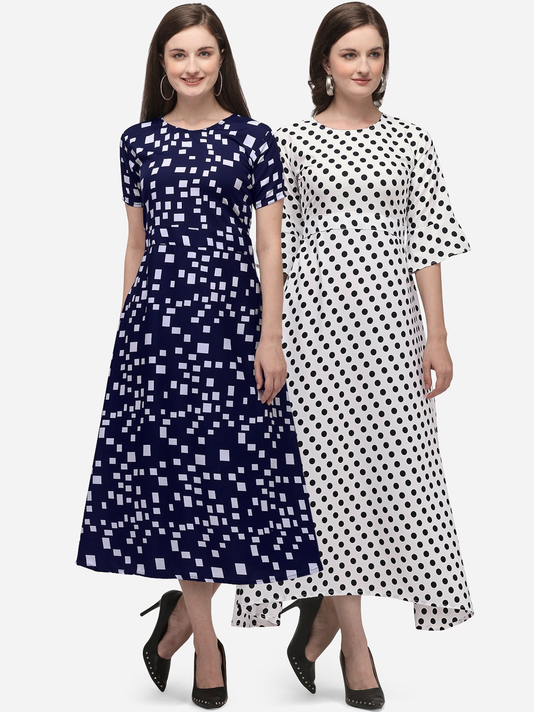

Florence Multicoloured Pack of 2 Crepe Midi Dress, Multi