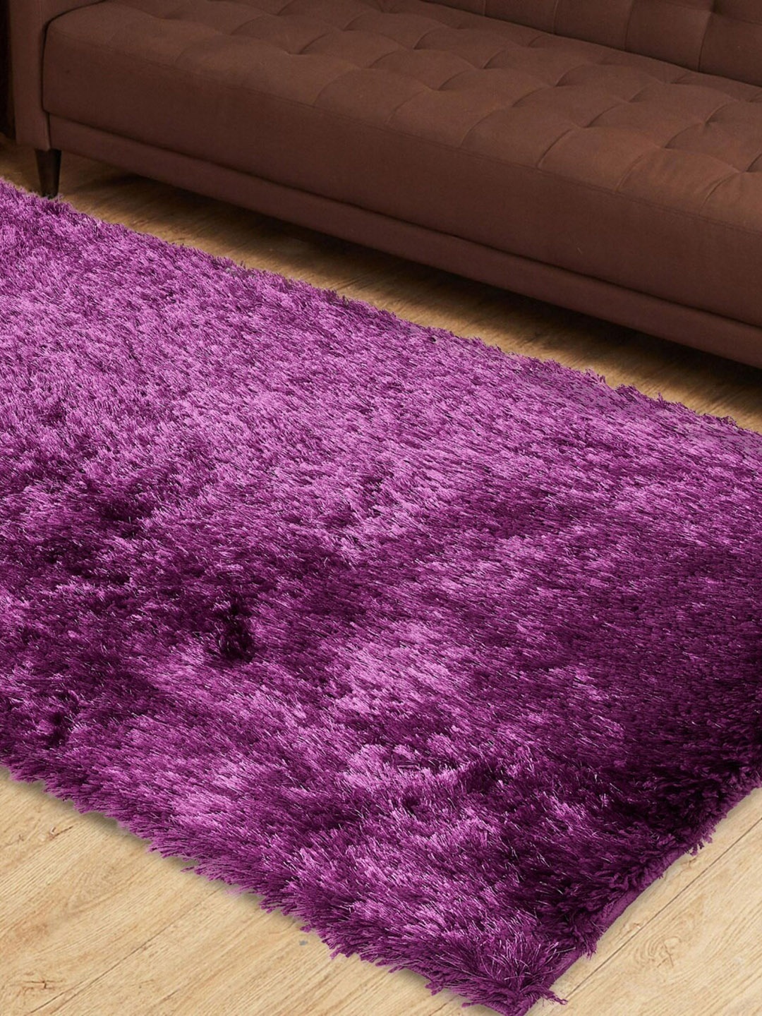 

Home Centre Unisex Purple Solid Eyelash Serena Shaggy Area Carpet