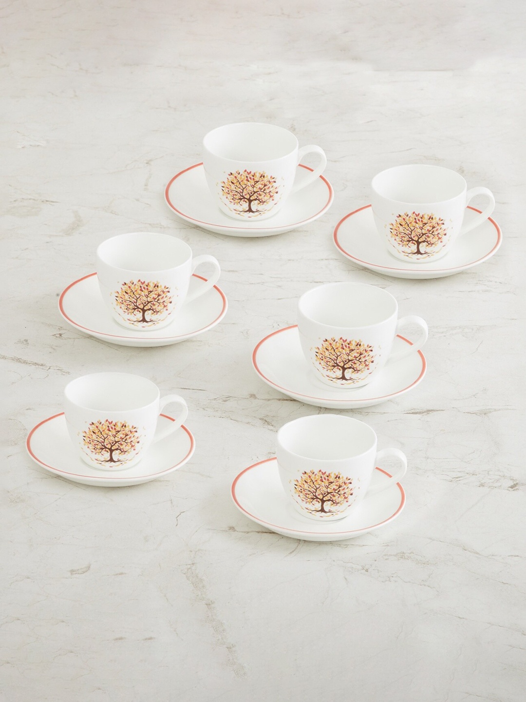 

Home Centre White & Yellow Set of 6 Mandarin Homespun Cup & Saucer