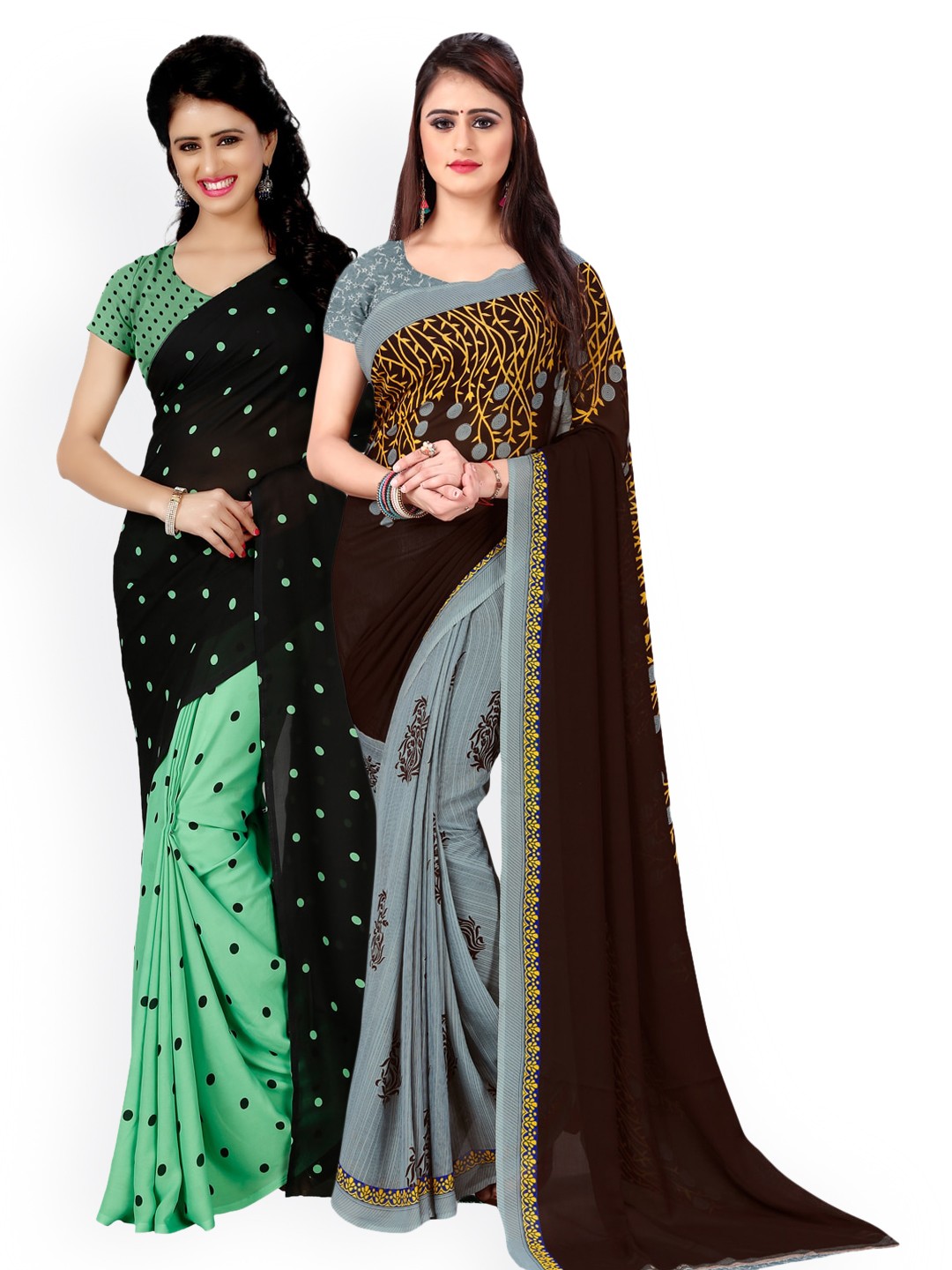 

ANAND SAREES Pack Of 2 Pure Georgette Printed Sarees, Multi