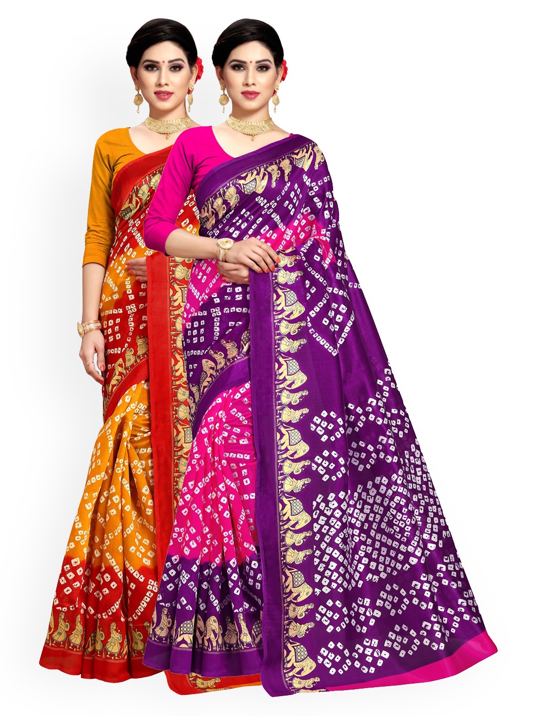 

ANAND SAREES Pack Of 2 Pure Georgette Printed Sarees, Multi