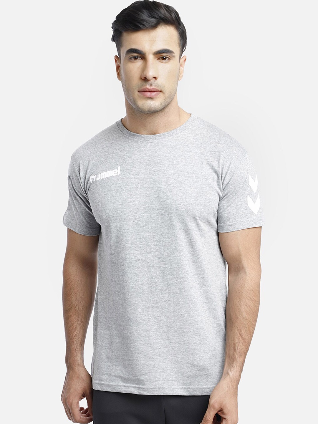 

hummel Men Grey Cotton T-shirt
