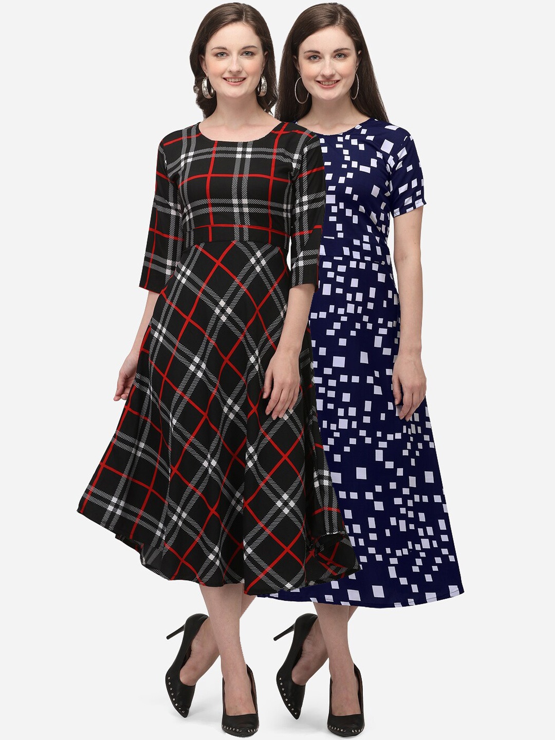 

Florence Pack of 2 Crepe Midi Dress, Multi