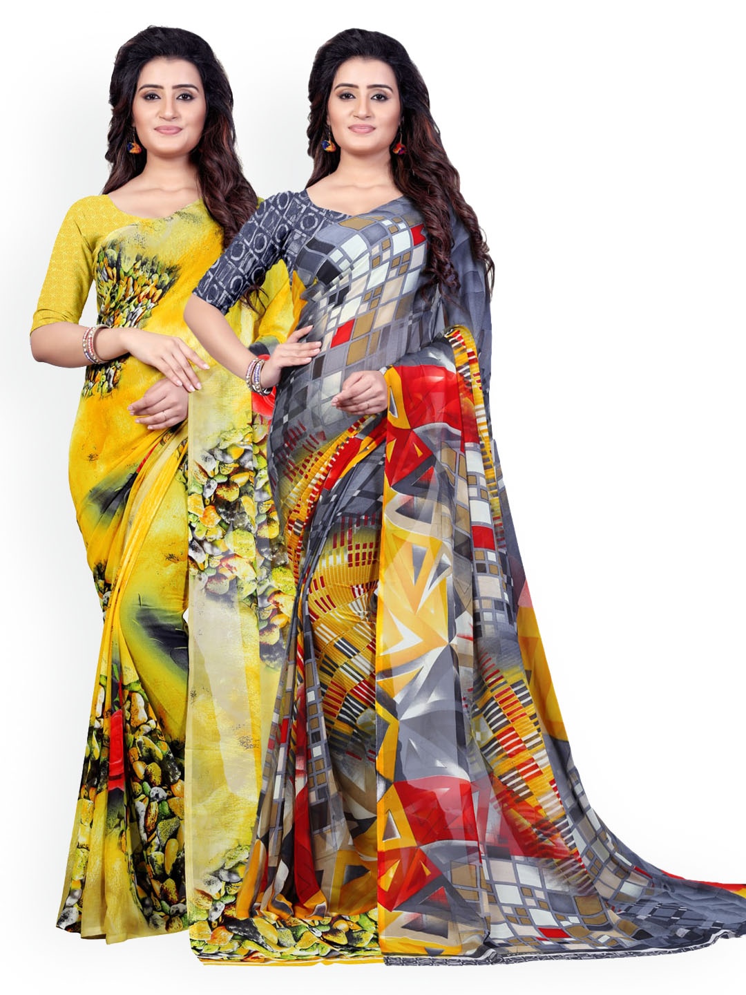 

ANAND SAREES Multi Pack of 3 Ethnic Motifs Pure Georgette Sarees
