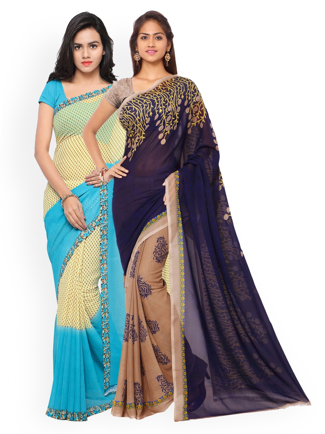 

ANAND SAREES Pack Of 2 Pure Georgette Printed Sarees, Multi
