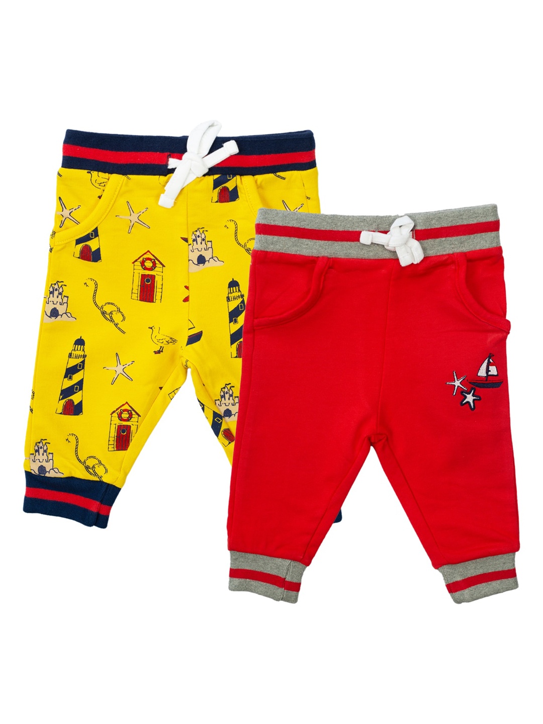 

MeeMee Kids Pack Of 2 Pure Cotton Joggers, Yellow
