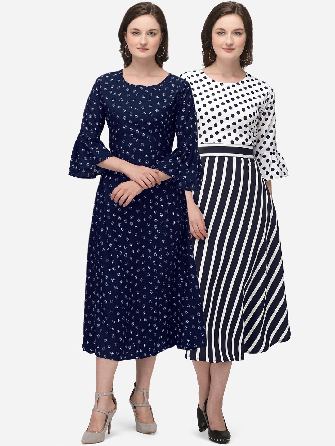 

Florence Pack Of 2 Crepe Midi Dress, Blue