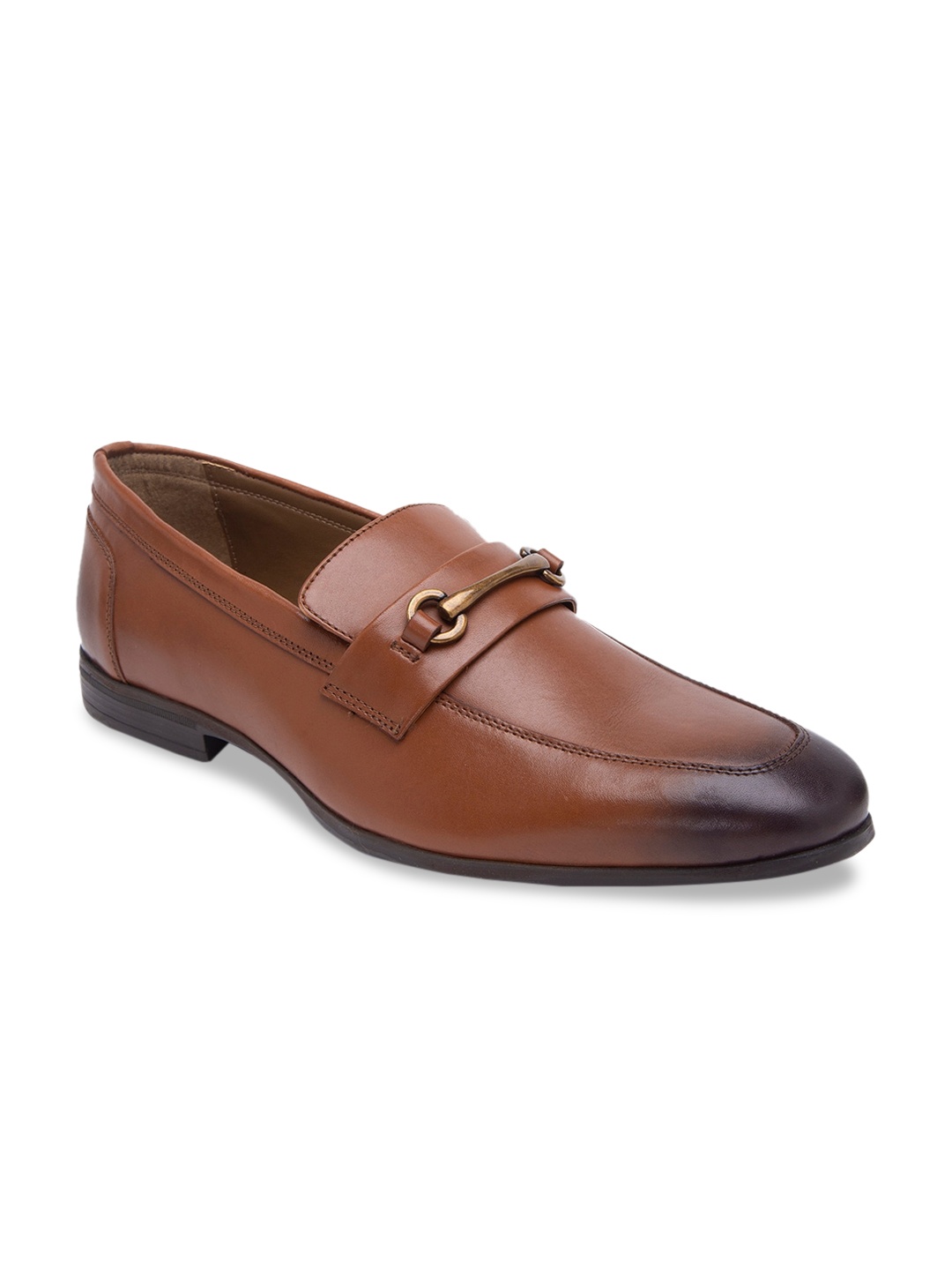Allen Cooper Men Tan Brown Solid Leather Formal Loafers