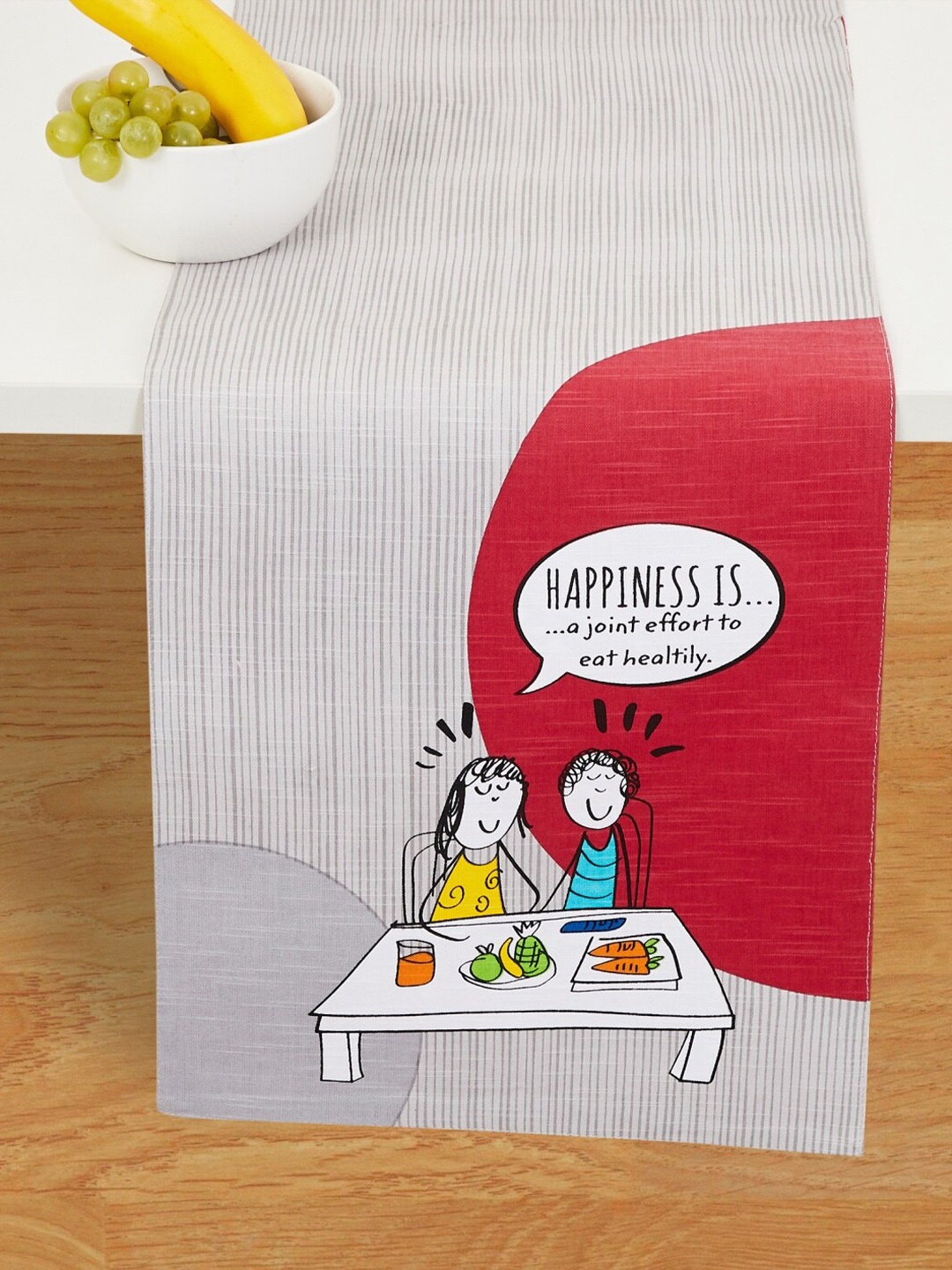 

Home Centre Red & Grey Printed Cotton Table Runner