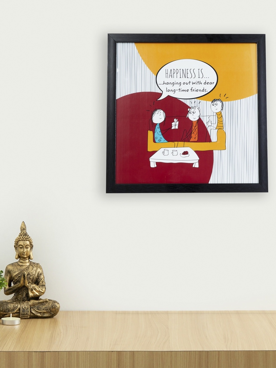 

Home Centre Red & Yellow Happiness Is Hanging Out With Friends Picture Frame