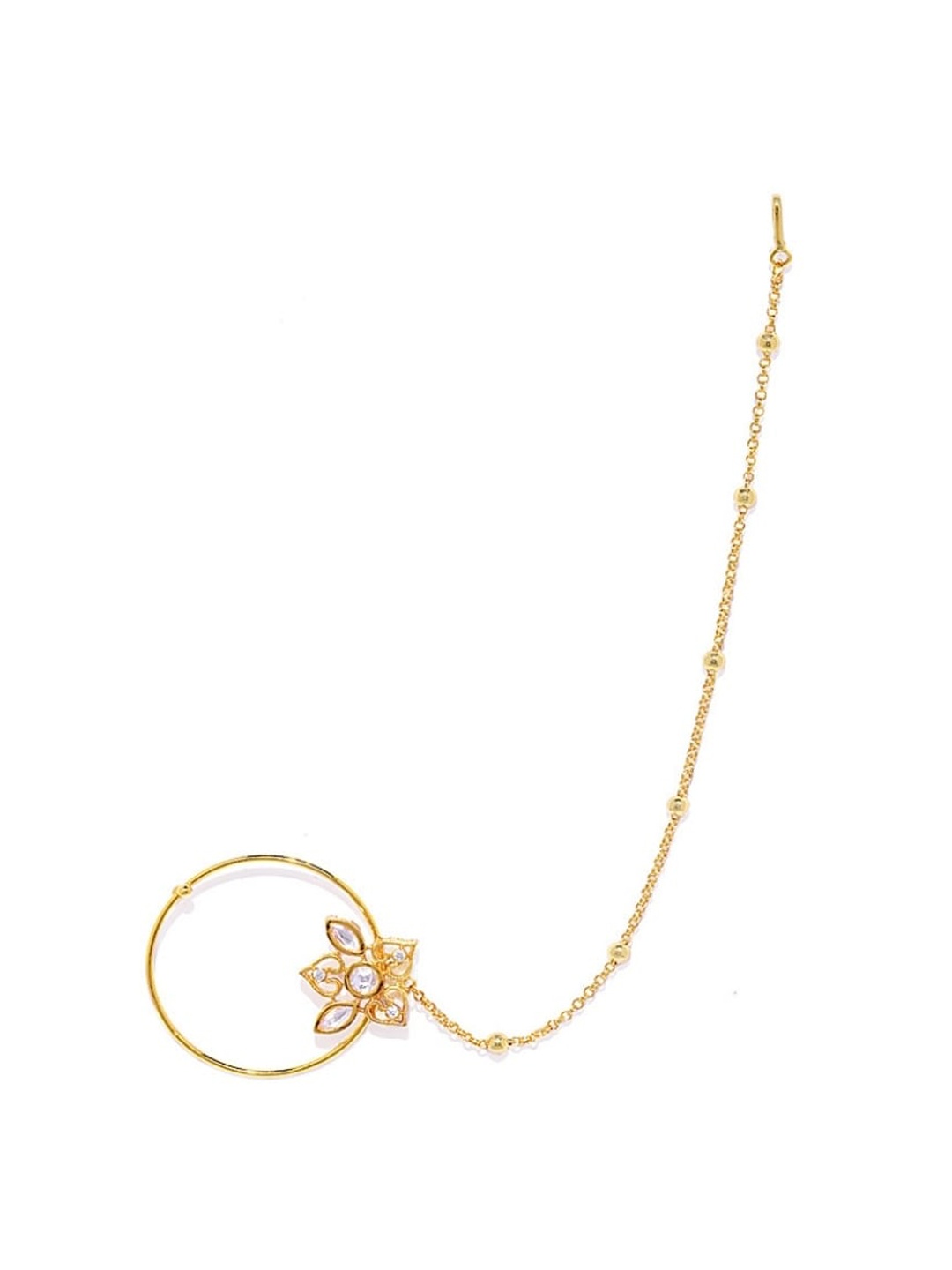

AccessHer Gold-Plated Kundan-Studded Nose Ring