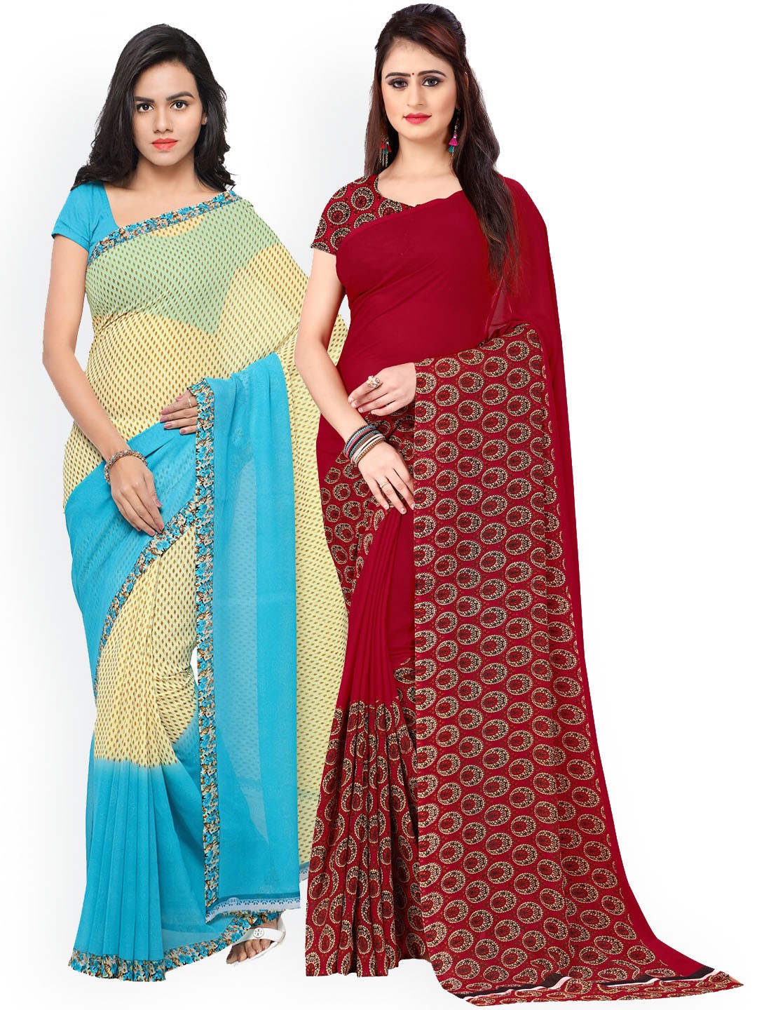 

ANAND SAREES Pack Of 2 Pure Georgette Printed Sarees, Multi