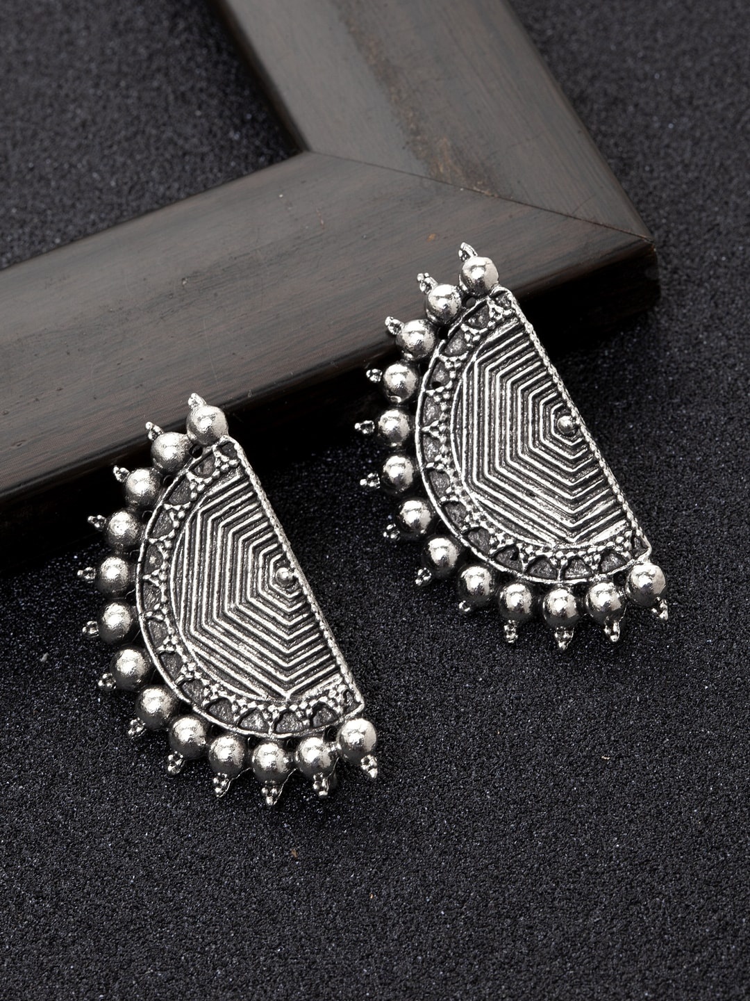 

Ibtida Silver & Rhodium-Plated Crescent Shaped Studs