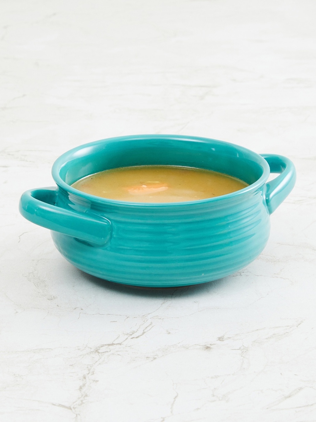 

Home Centre Turquoise Blue Striped Serving Handi