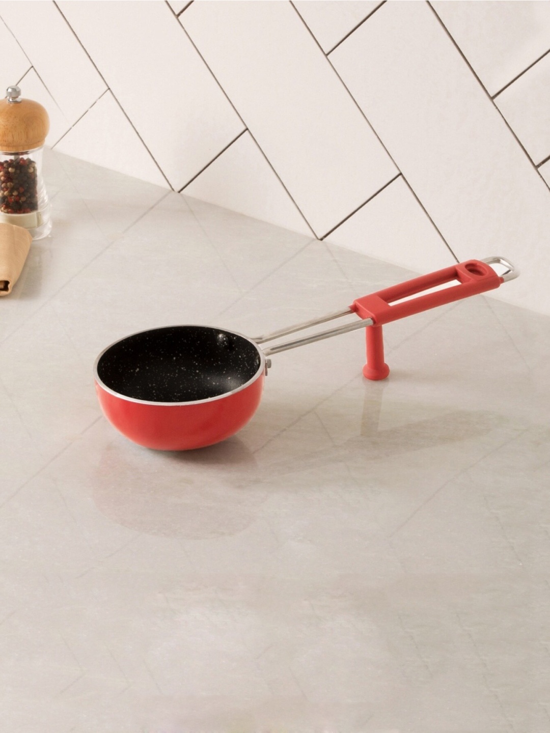 Home Centre Red & Black Magnus Tadka Pan With Stand