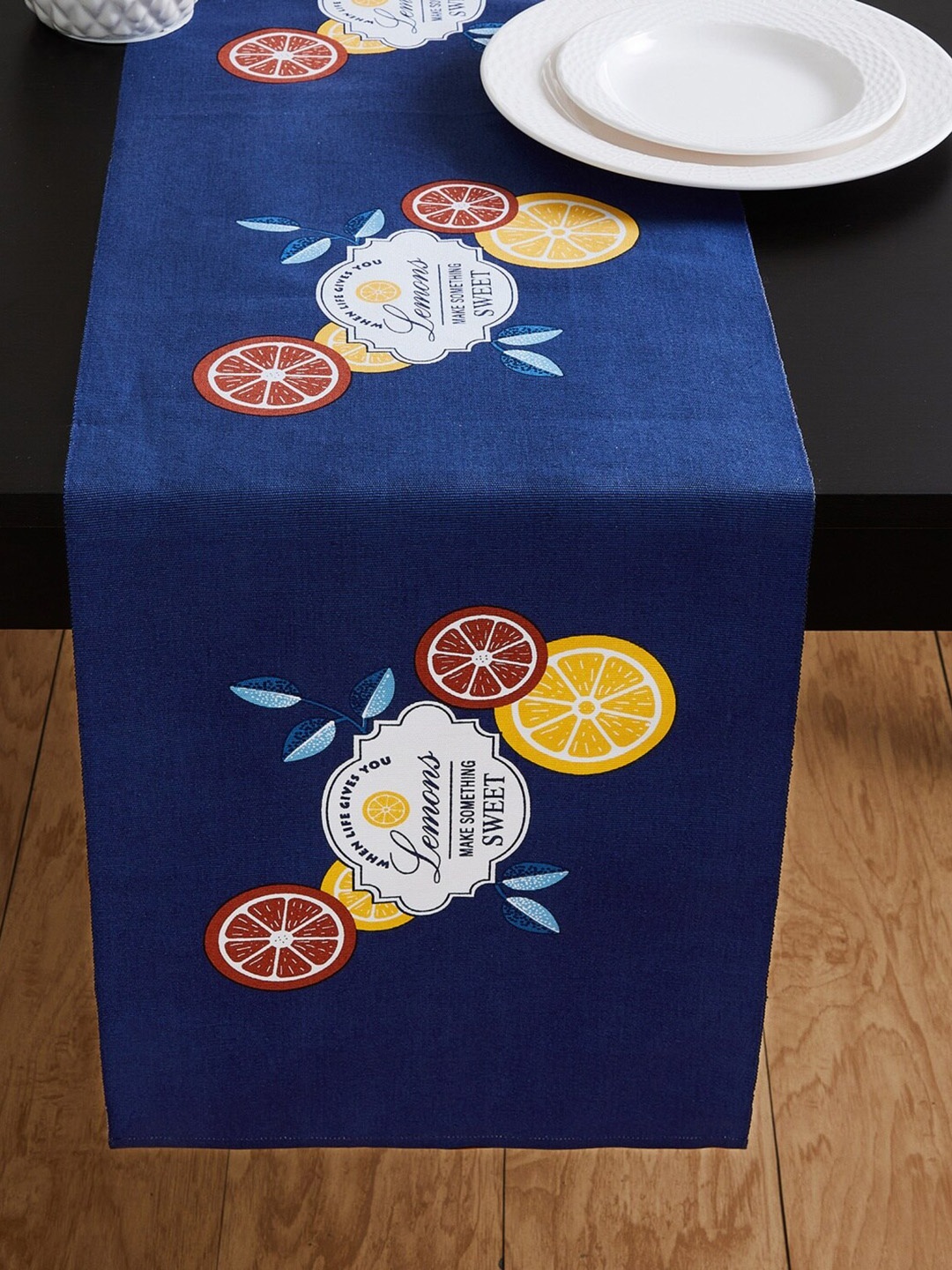 

Home Centre Blue & Yellow Raisa Retro Printed Ribbed Cotton Rectangular Table Runner
