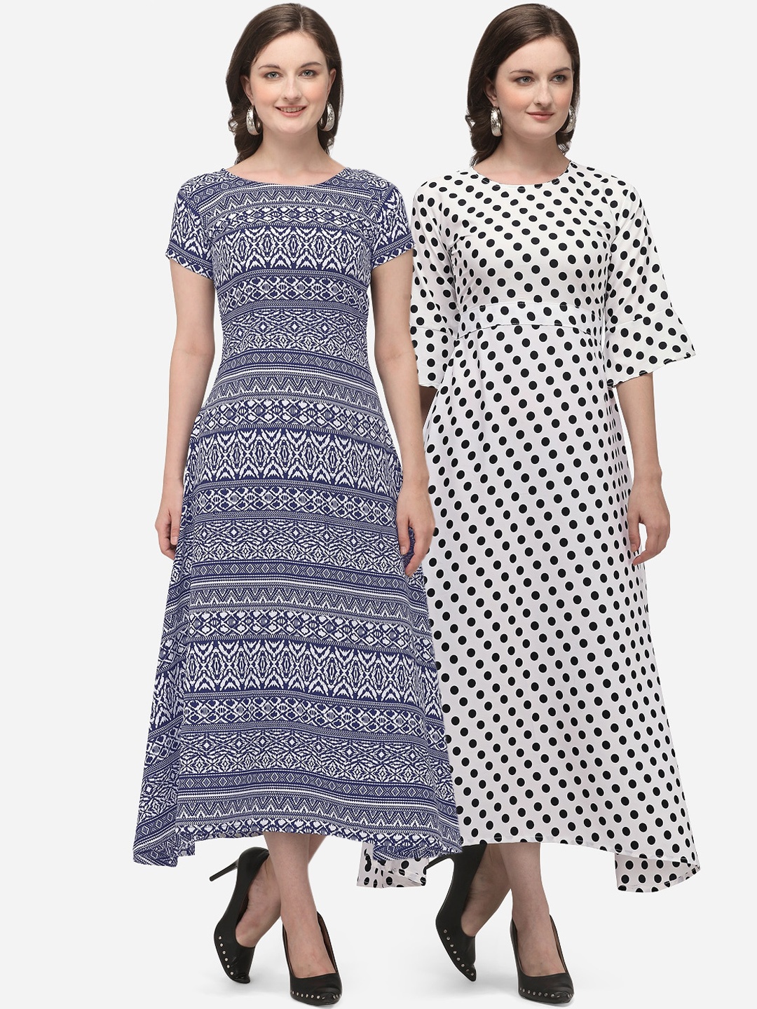 

Florence Set of 2 Blue & White Crepe Maxi Dress