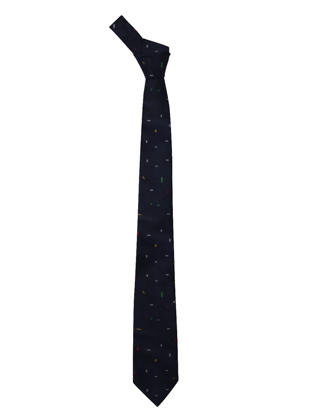 

Blacksmith Navy Blue & White Woven Design Broad Tie