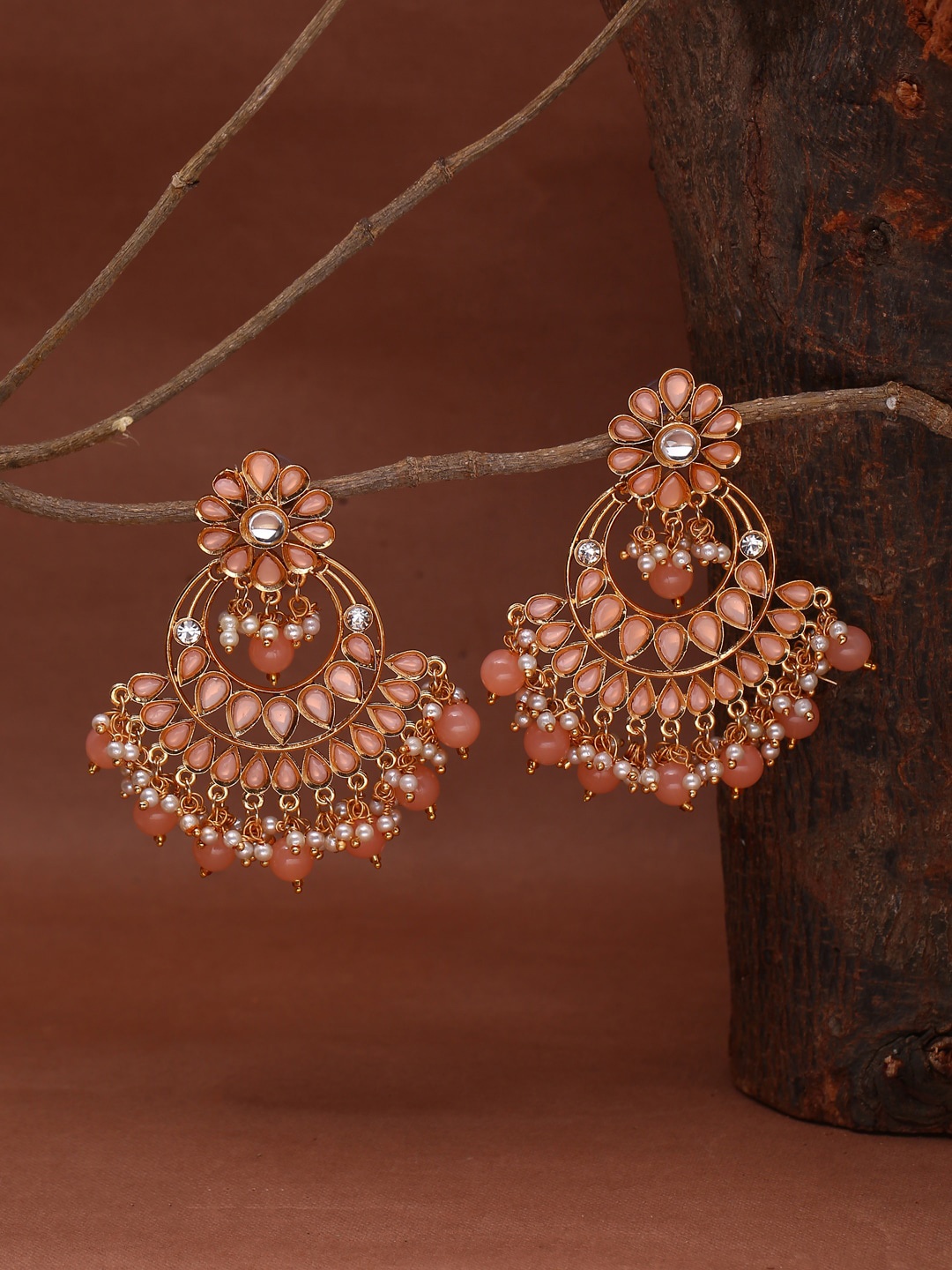 

Shoshaa Gold-Plated & Pink Classic Chandbalis