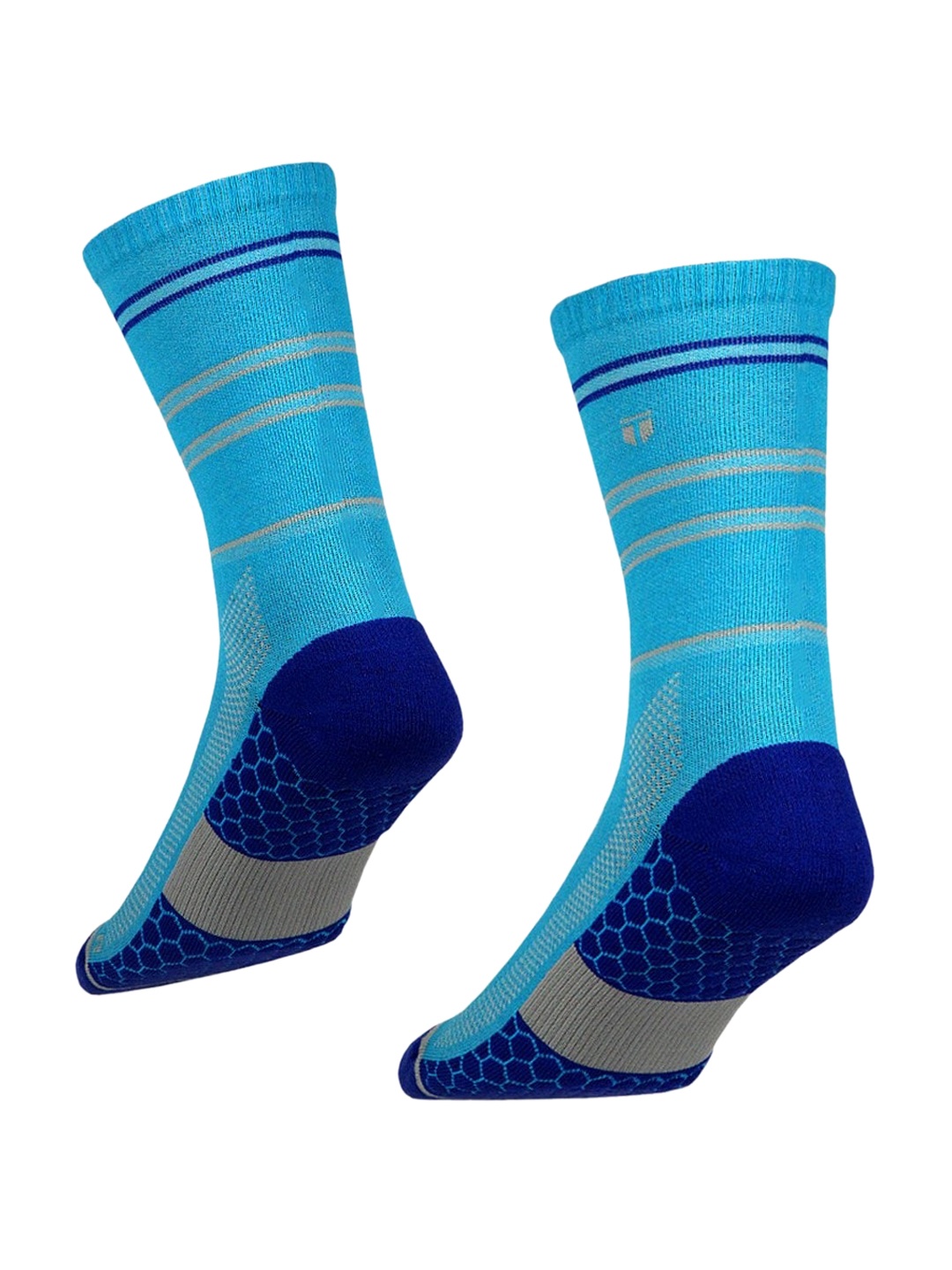 

TEGO Unisex Blue Patterned Cotton Calf Length Socks