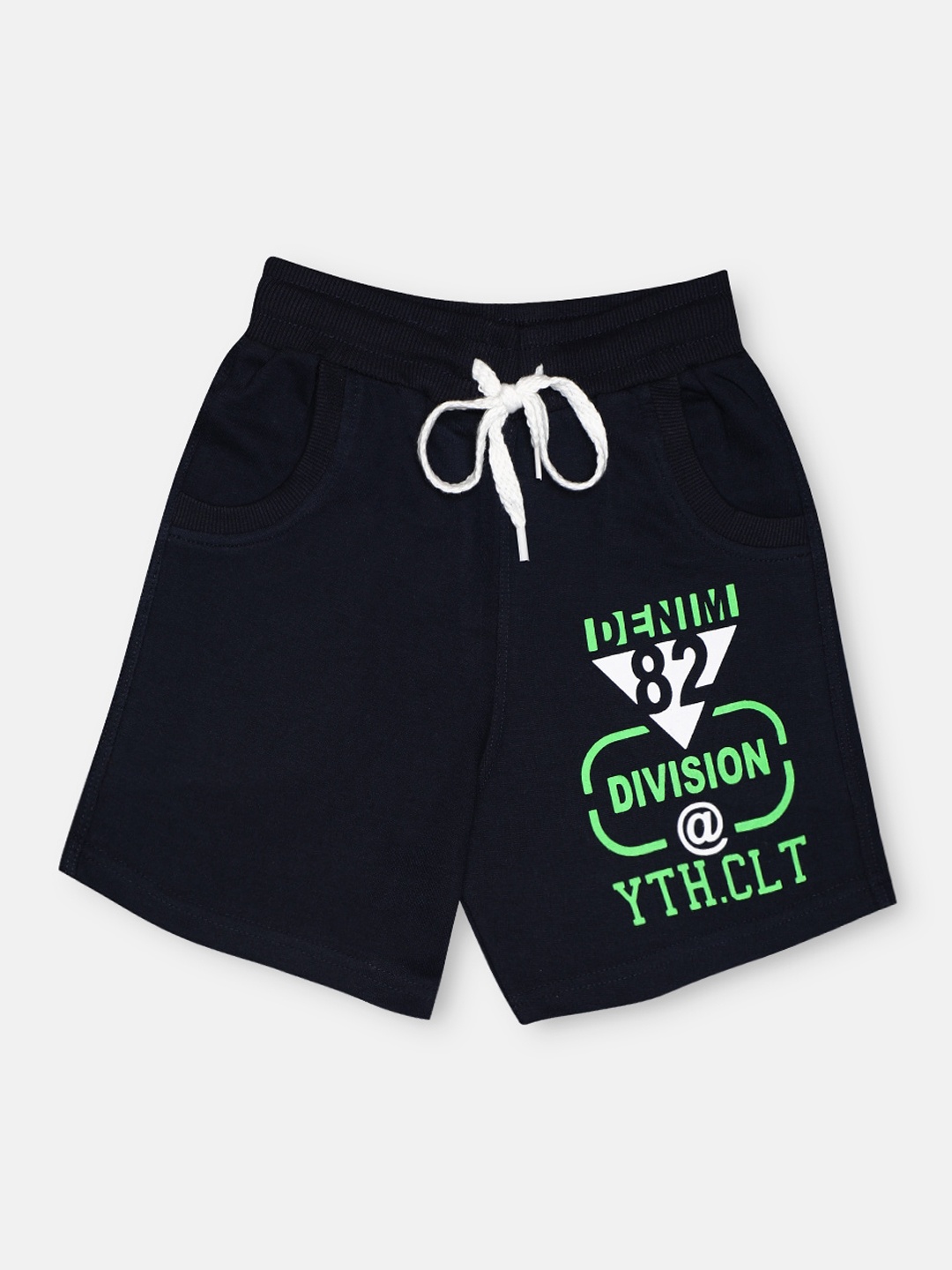

CHIMPRALA Kids Navy Blue & Green Printed Pure Cotton Antimicrobial Shorts