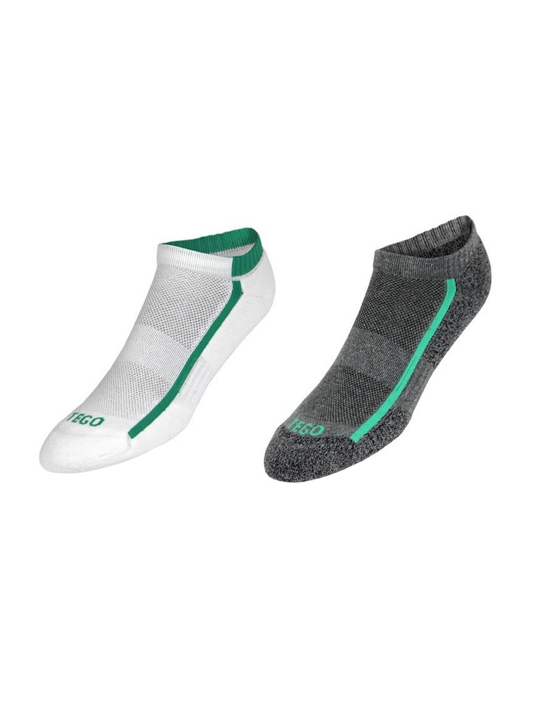 

TEGO Unisex Grey & White Pack Of 2 Patterned Cotton Ankle-Length Socks