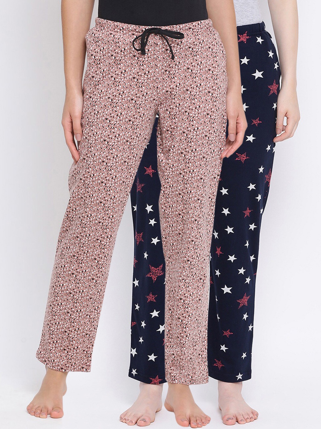 

Kanvin Women Pack Of 2 Printed Cotton Lounge Pants, Navy blue
