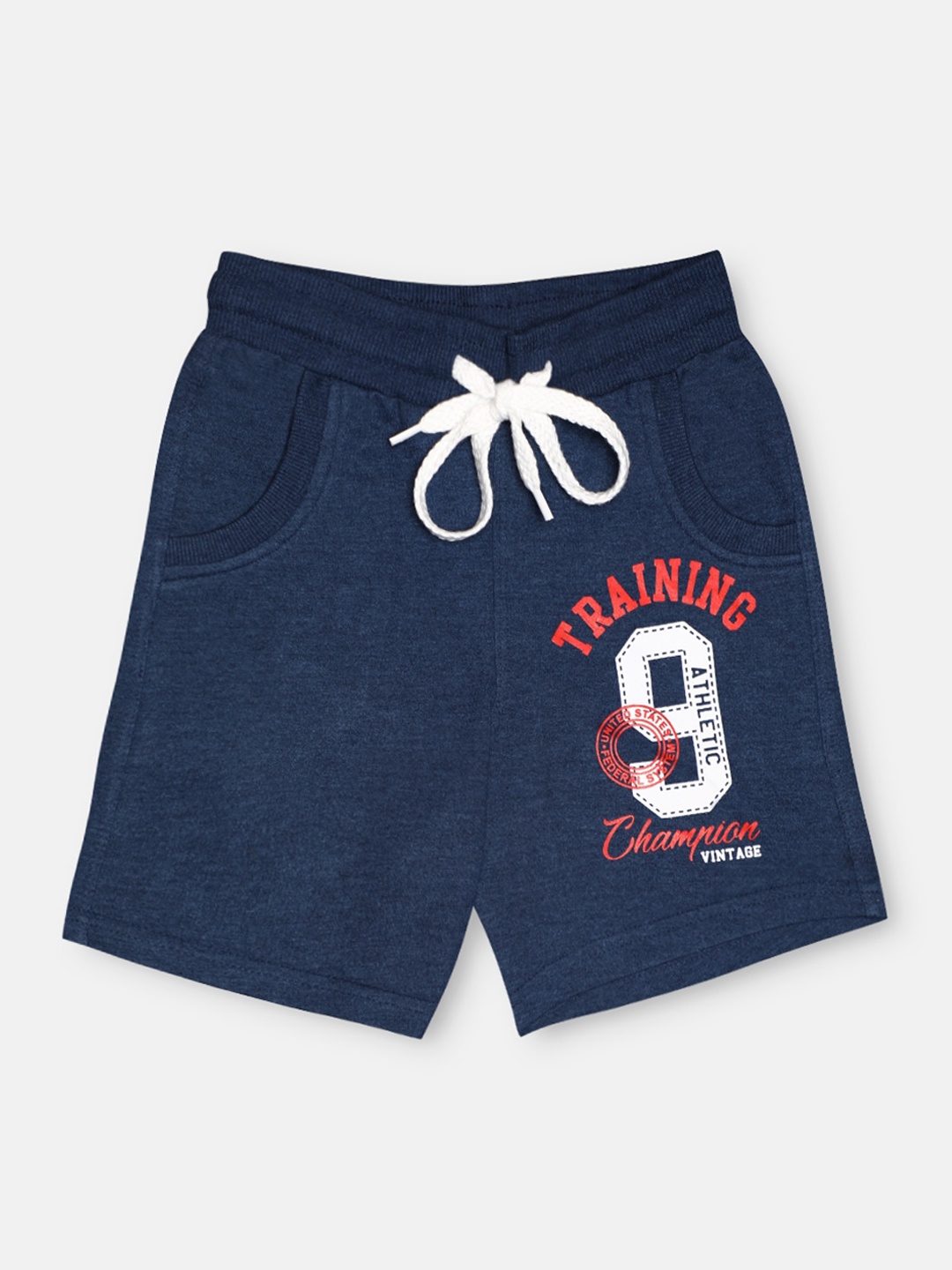 

CHIMPRALA Kids Blue & White Printed Cotton Antimicrobial Shorts