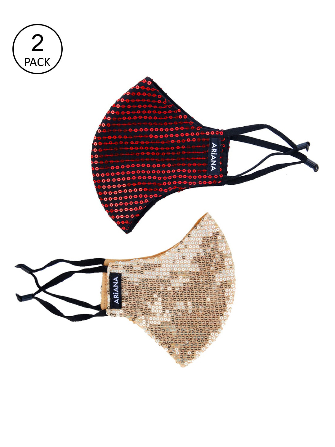 

Ariana Women Pack Of 2 Embroidered 2-Ply Reusable Adjustable Cloth Face Masks, Maroon