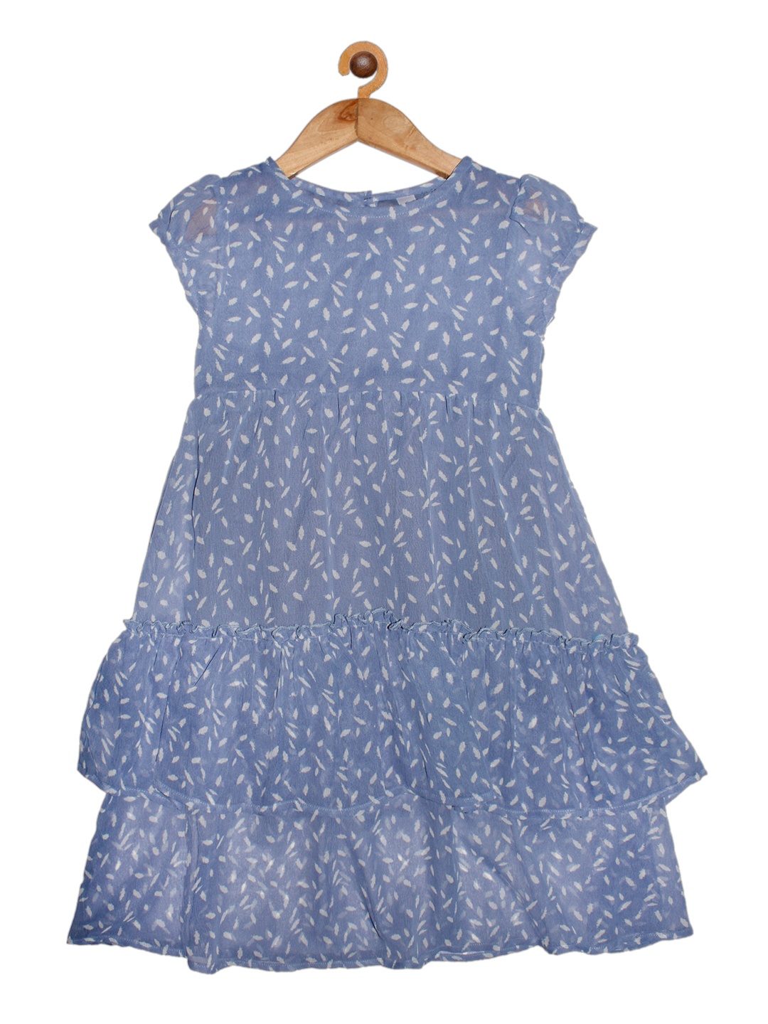 

KiddoPanti Girls Blue Printed Fit and Flare Dress