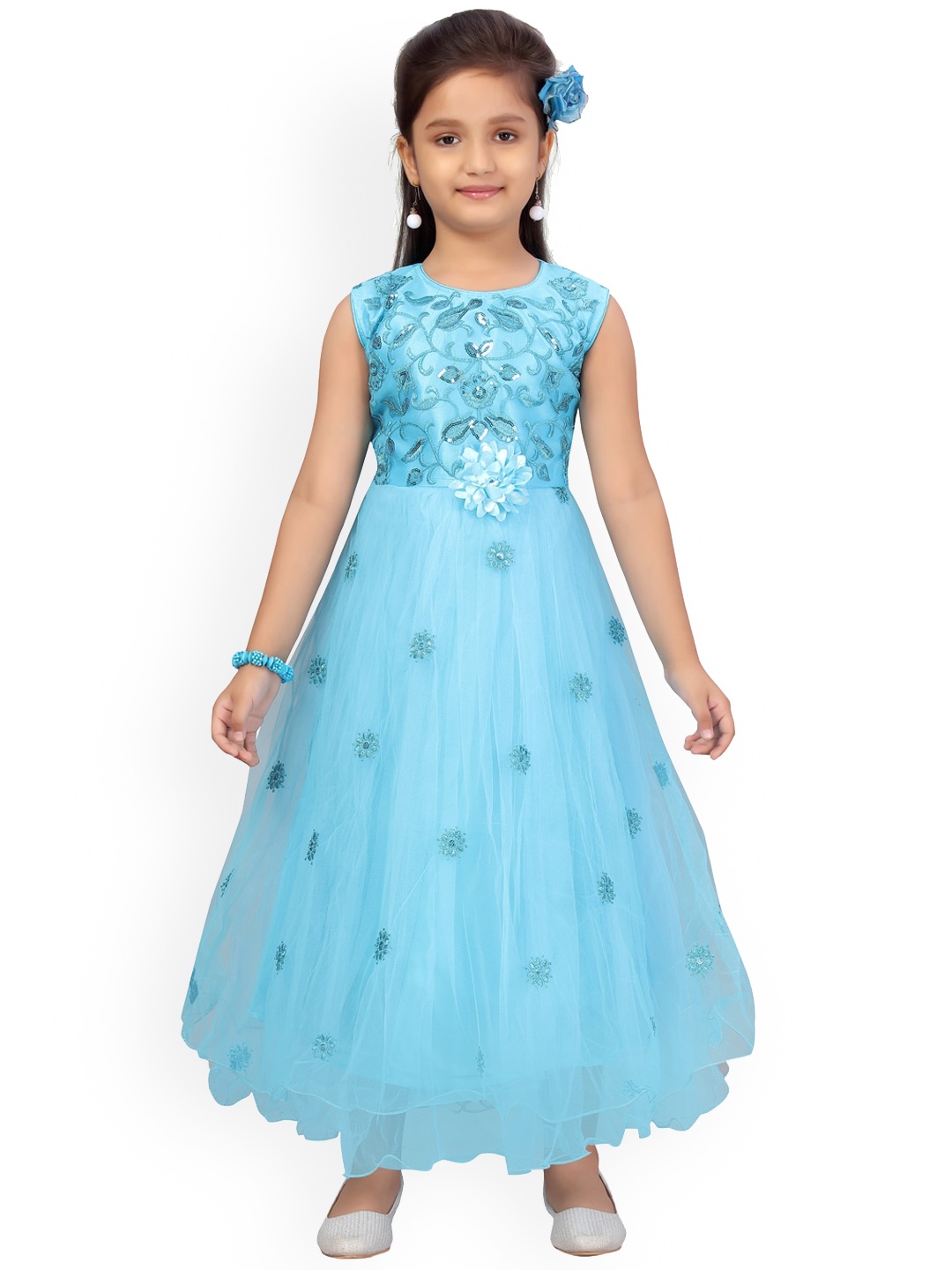 

Aarika Girls Blue Embellished Fit and Flare Dress